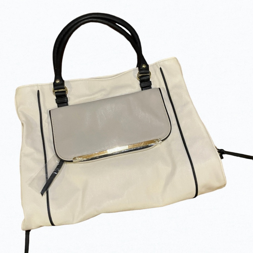 Steve Madden Cream and Black Tote Bag EUC